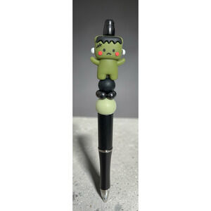Custom Pen Baby Frankenstein Black Green Beaded Cute Monster Black Ink